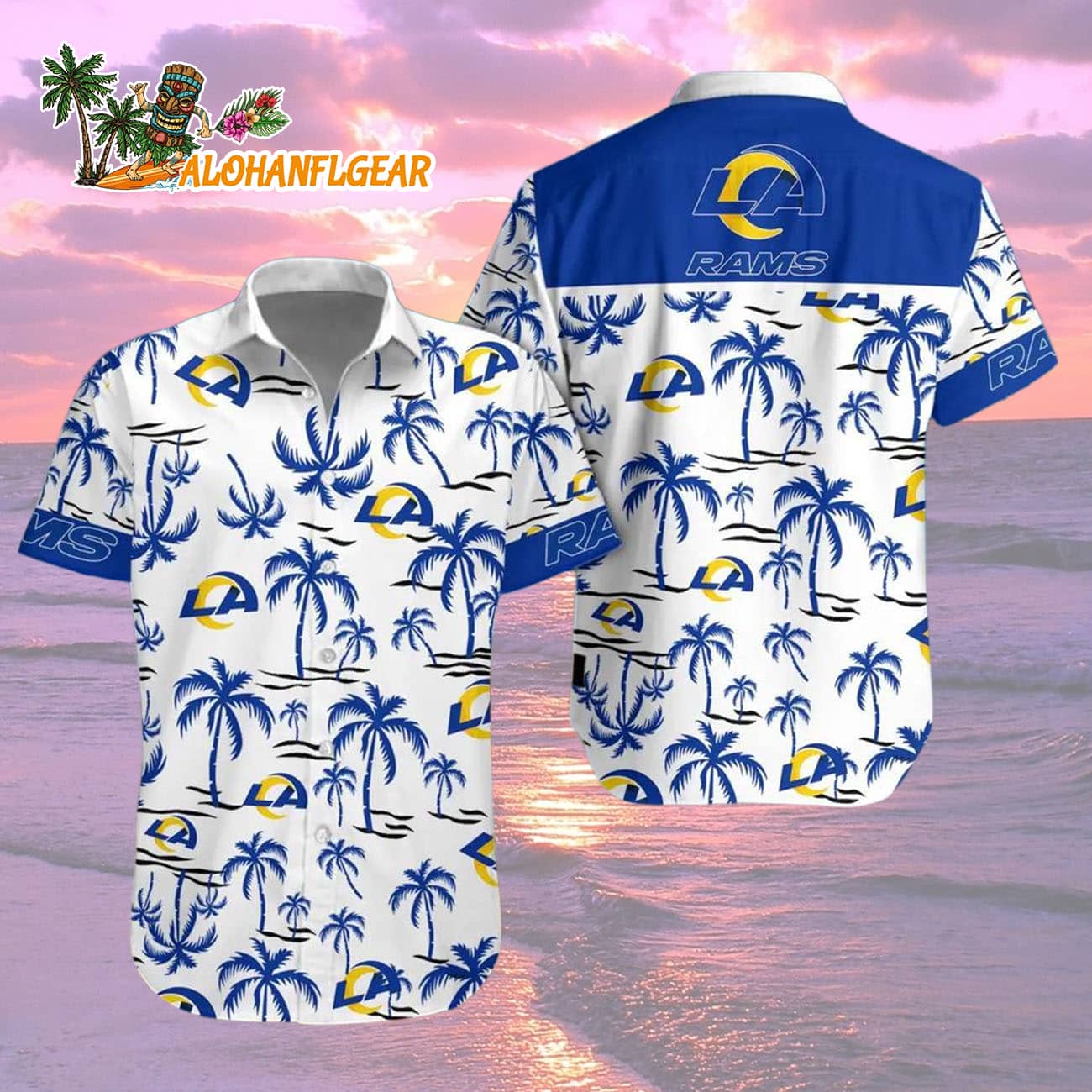 Los Angeles Rams Coconut Logo Beach Hawaiian Shirt, NFL Aloha Shirt Los Angeles Rams Coconut Logo Beach Hawaiian Shirt, NFL Aloha Shirt