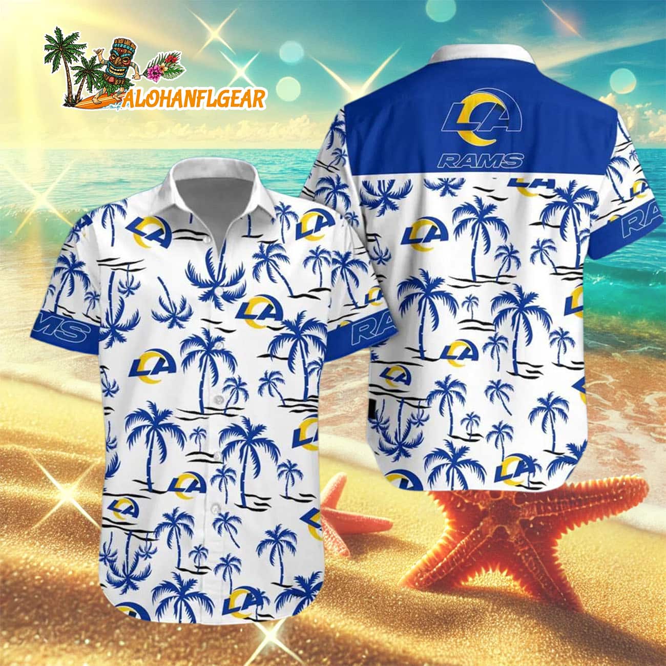 Los Angeles Rams Coconut Logo Beach Hawaiian Shirt, NFL Aloha Shirt Los Angeles Rams Coconut Logo Beach Hawaiian Shirt, NFL Aloha Shirt