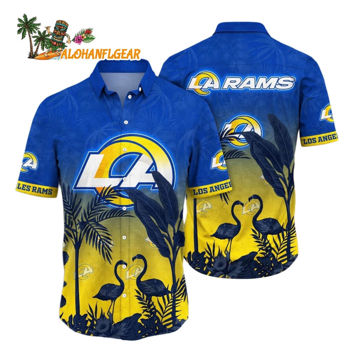Los Angeles Rams Flamingo And Flower Funny Hawaiian Shirt Los Angeles Rams Aloha Shirt 1