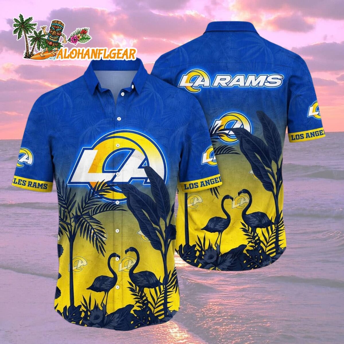 Los Angeles Rams Flamingo And Flower Funny Hawaiian Shirt Los Angeles Rams Aloha Shirt 2