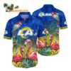 Los Angeles Rams Flamingo And Flower Hawaiian Shirt Los Angeles Rams Aloha Shirt 1