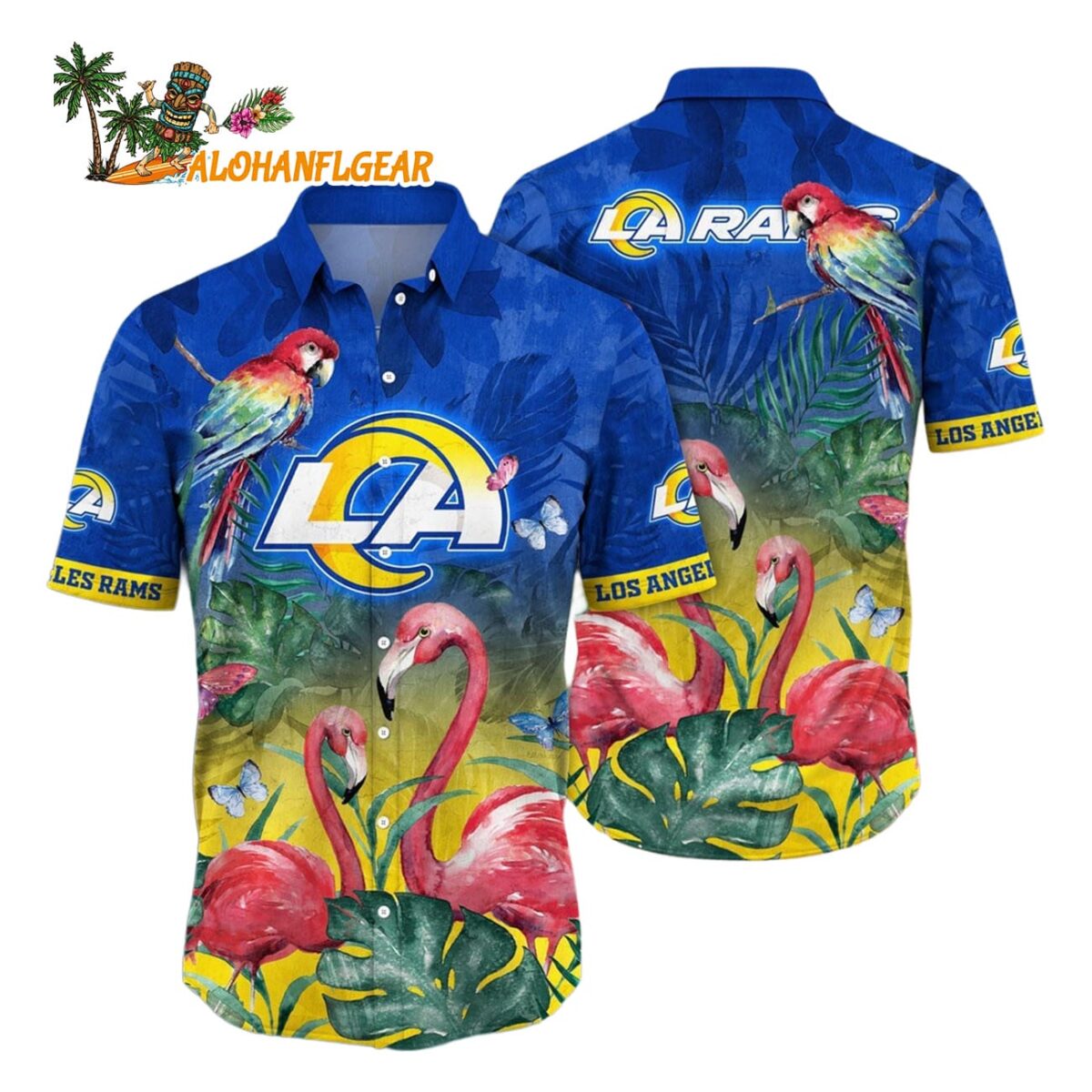 Los Angeles Rams Flamingo And Flower Hawaiian Shirt Los Angeles Rams Aloha Shirt 1