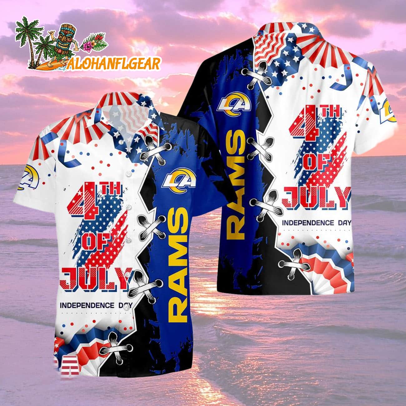 Los Angeles Rams Happy Independence Day Resurgence Hawaiian Shirt, NFL Aloha Shirt Los Angeles Rams Happy Independence Day Resurgence Hawaiian Shirt, NFL Aloha Shirt