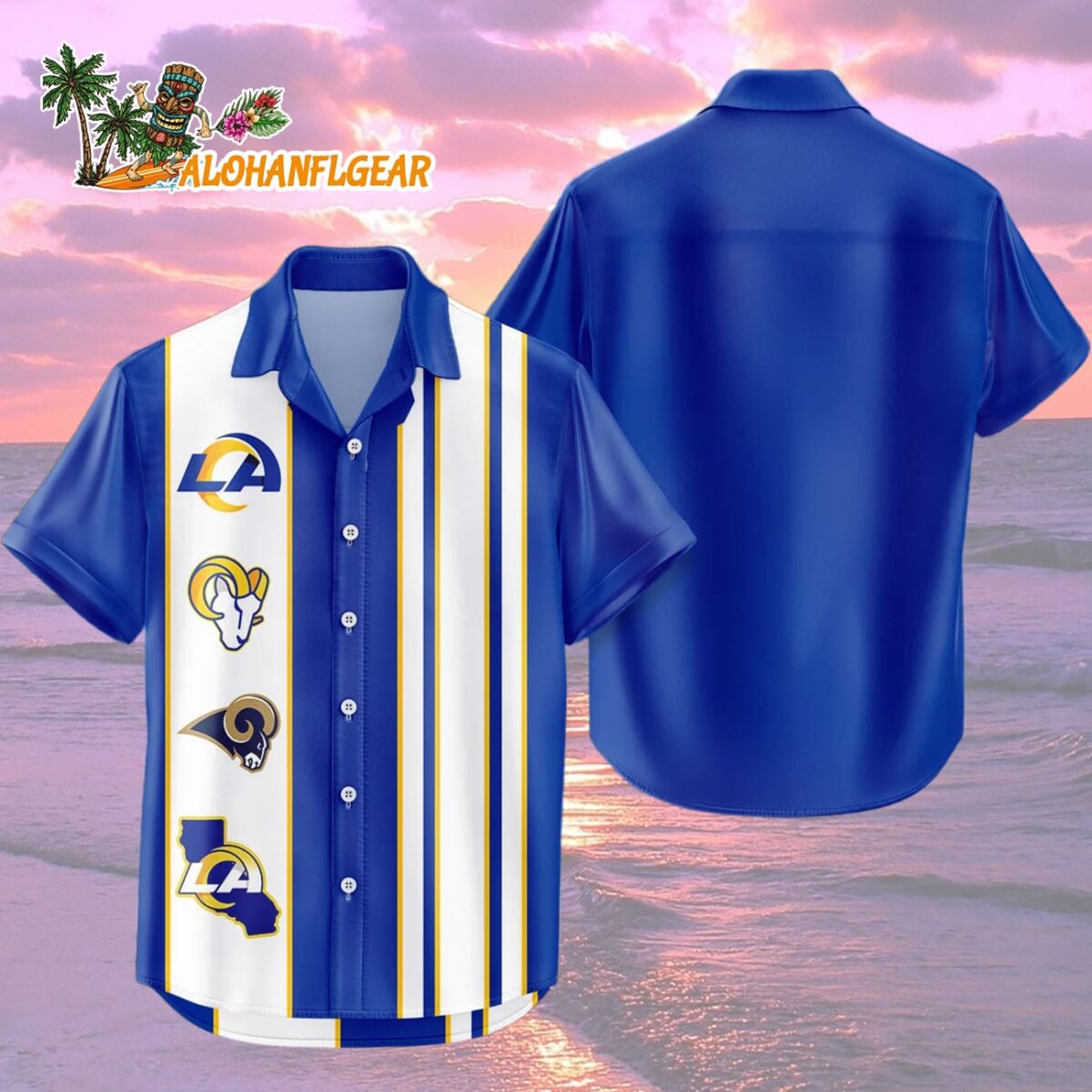 Los Angeles Rams Hawaiian Shirt Classic Color Contrast 2