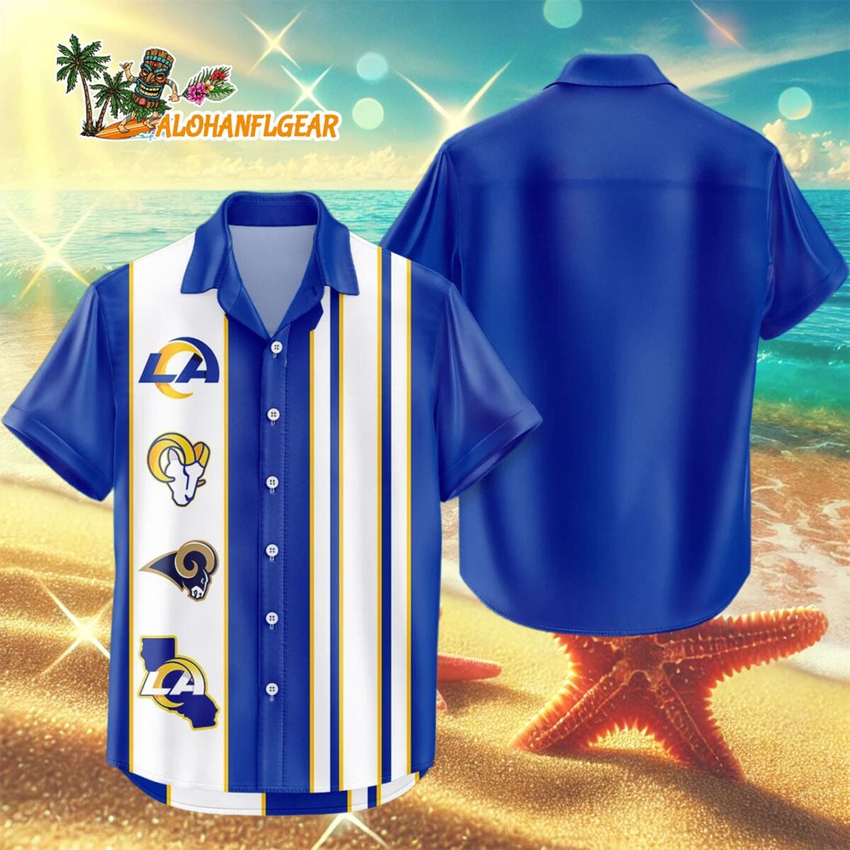 Los Angeles Rams Hawaiian Shirt Classic Color Contrast 3