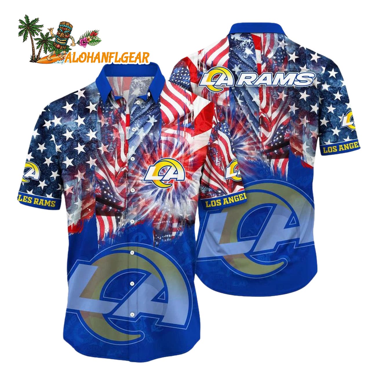 Los Angeles Rams Independence Day Hawaiian Shirt, NFL Aloha Shirt Los Angeles Rams Independence Day Hawaiian Shirt, NFL Aloha Shirt
