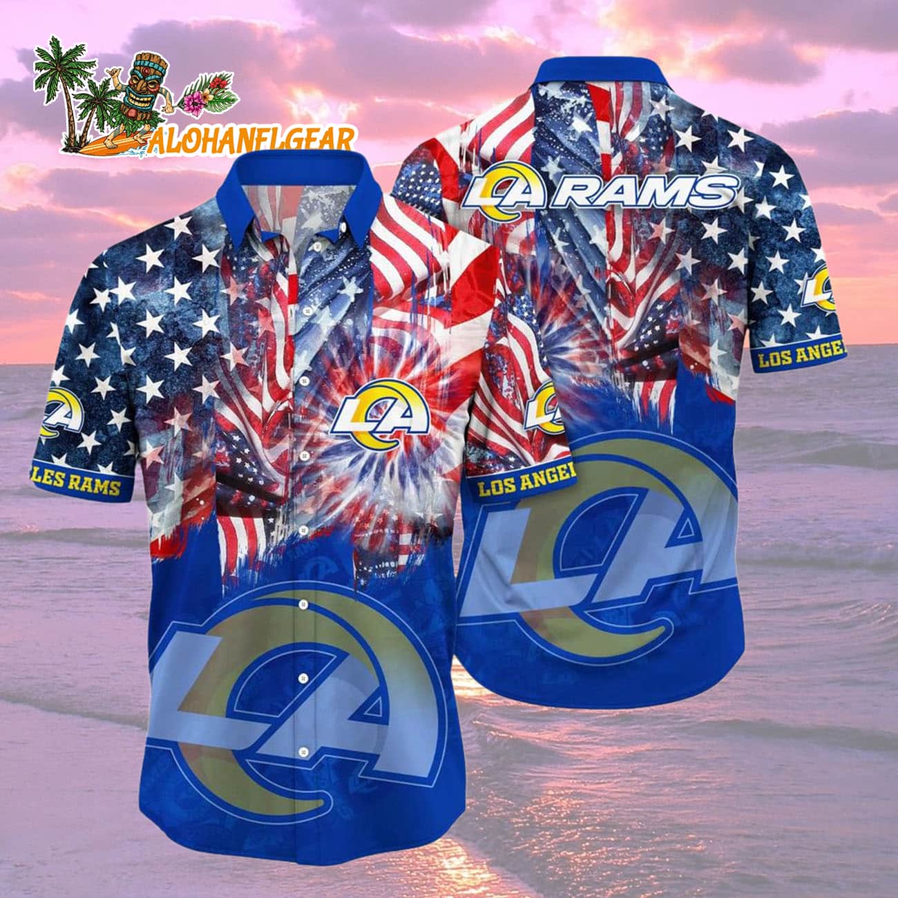 Los Angeles Rams Independence Day Hawaiian Shirt, NFL Aloha Shirt Los Angeles Rams Independence Day Hawaiian Shirt, NFL Aloha Shirt