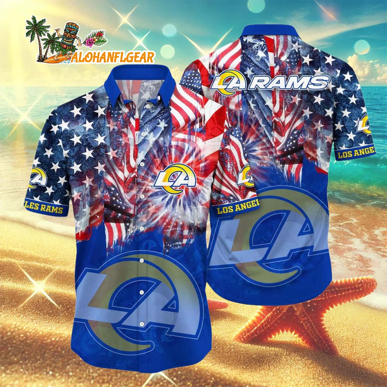 Los Angeles Rams Independence Day Hawaiian Shirt, NFL Aloha Shirt Los Angeles Rams Independence Day Hawaiian Shirt, NFL Aloha Shirt