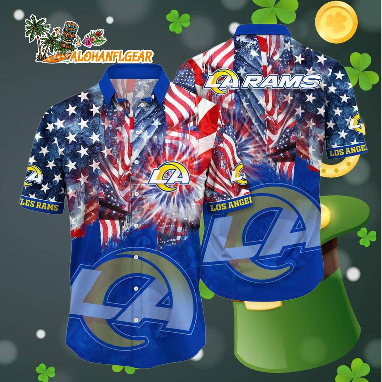 Los Angeles Rams Independence Day Hawaiian Shirt, NFL Aloha Shirt Los Angeles Rams Independence Day Hawaiian Shirt, NFL Aloha Shirt