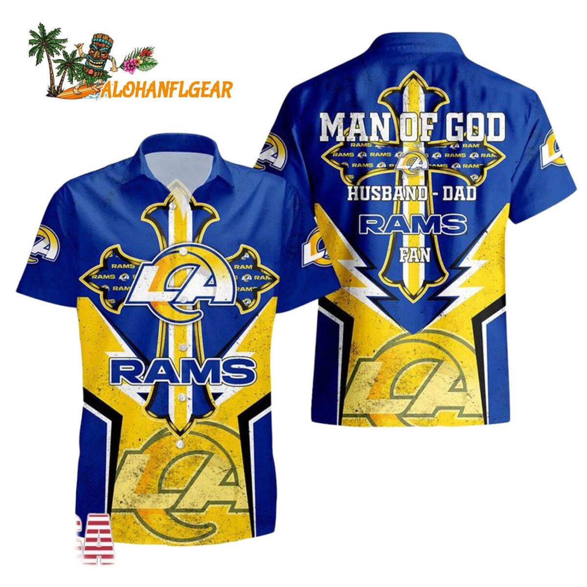 Los Angeles Rams Man Of God Gift For Fathers Day Hawaiian Shirt Los Angeles Rams Aloha Shirt 1