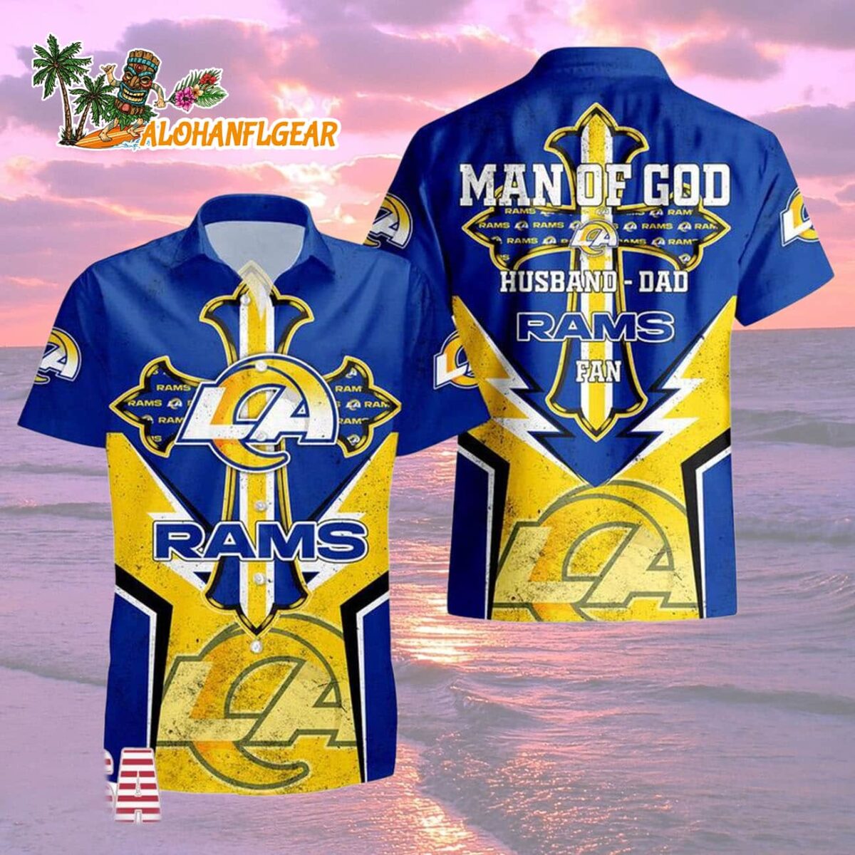 Los Angeles Rams Man Of God Gift For Fathers Day Hawaiian Shirt Los Angeles Rams Aloha Shirt 2