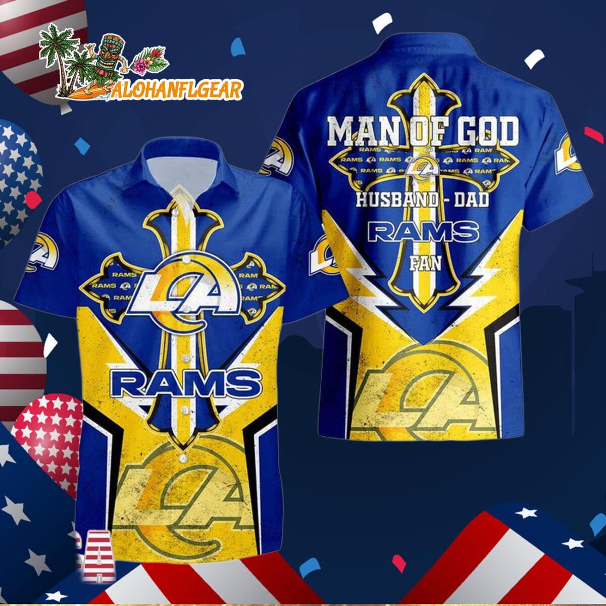 Los Angeles Rams Man Of God Gift For Fathers Day Hawaiian Shirt Los Angeles Rams Aloha Shirt 3