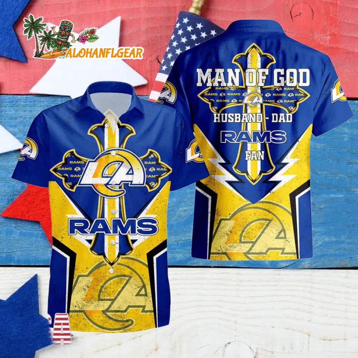 Los Angeles Rams Man Of God Gift For Fathers Day Hawaiian Shirt Los Angeles Rams Aloha Shirt 4