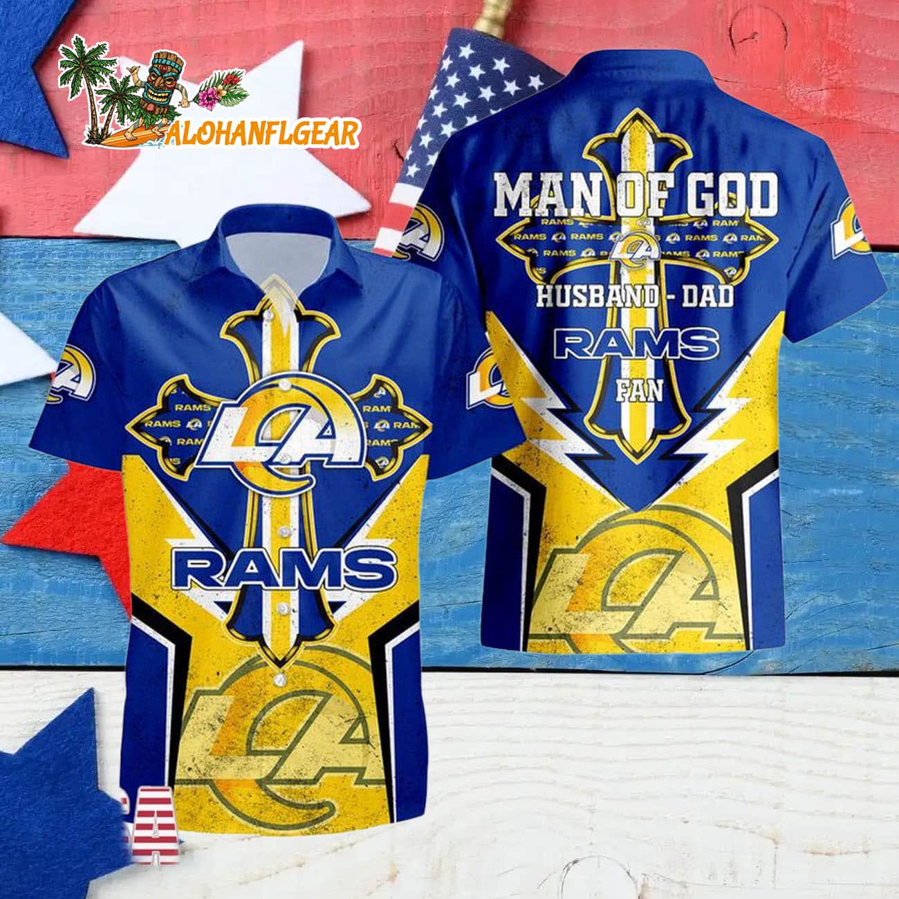 Los Angeles Rams Man Of God Gift For Fathers Day Hawaiian Shirt, Los Angeles Rams Aloha Shirt Los Angeles Rams Man Of God Gift For Fathers Day Hawaiian Shirt, Los Angeles Rams Aloha Shirt