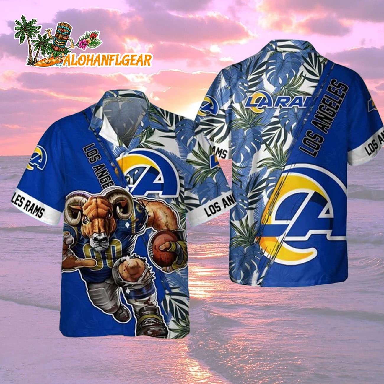 Los Angeles Rams Mascot Summer Hawaiian Shirt, Los Angeles Rams Aloha Shirt Los Angeles Rams Mascot Summer Hawaiian Shirt, Los Angeles Rams Aloha Shirt
