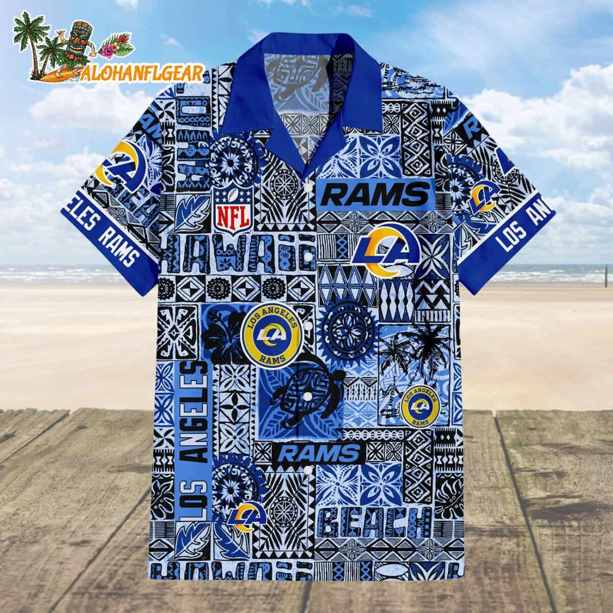Los Angeles Rams Tapa Patterns Hawaiian Shirt NFL Aloha Shirt 1