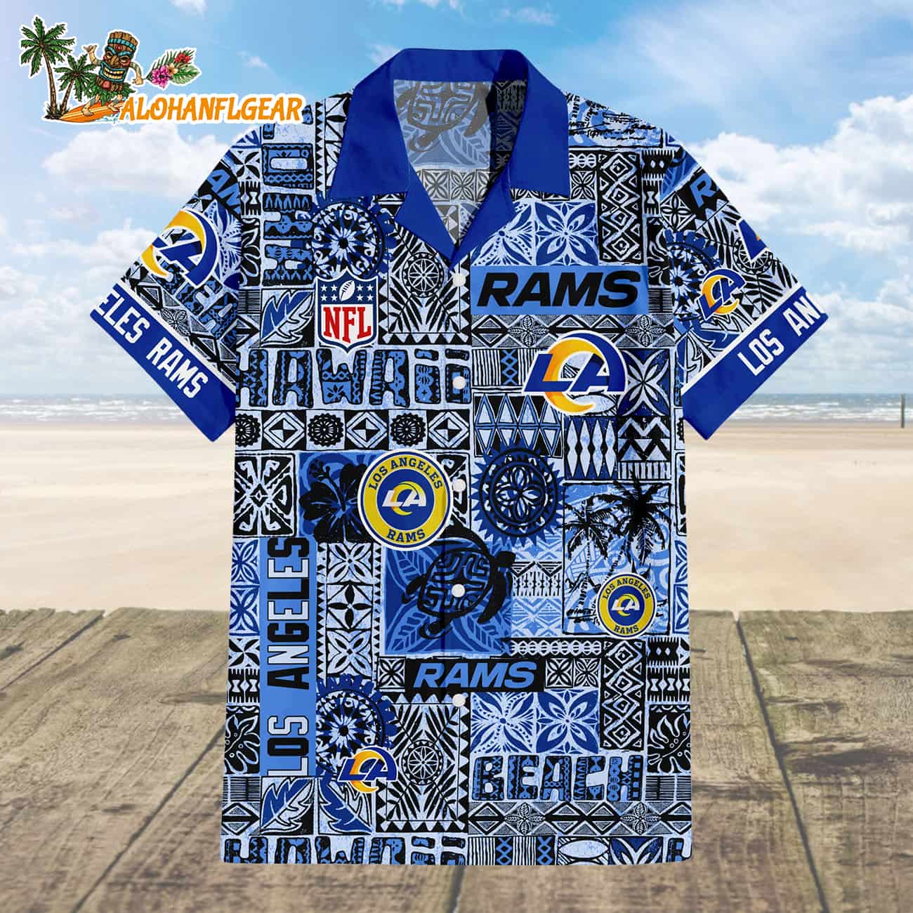 Los Angeles Rams Tapa Patterns Hawaiian Shirt, NFL Aloha Shirt Los Angeles Rams Tapa Patterns Hawaiian Shirt, NFL Aloha Shirt