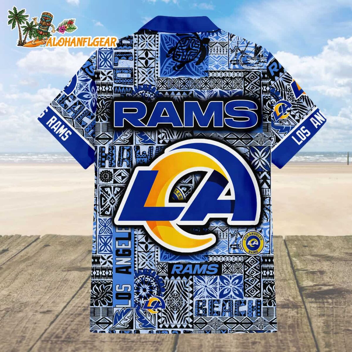 Los Angeles Rams Tapa Patterns Hawaiian Shirt NFL Aloha Shirt 2