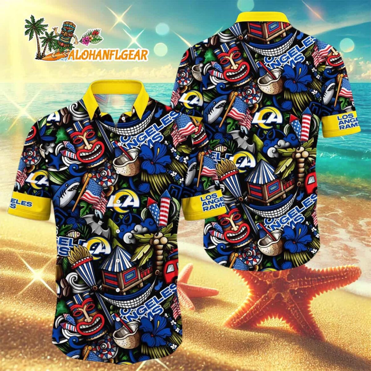 Los Angeles Rams Tiki Me Off Hawaiian Shirt Los Angeles Rams Aloha Shirt 3