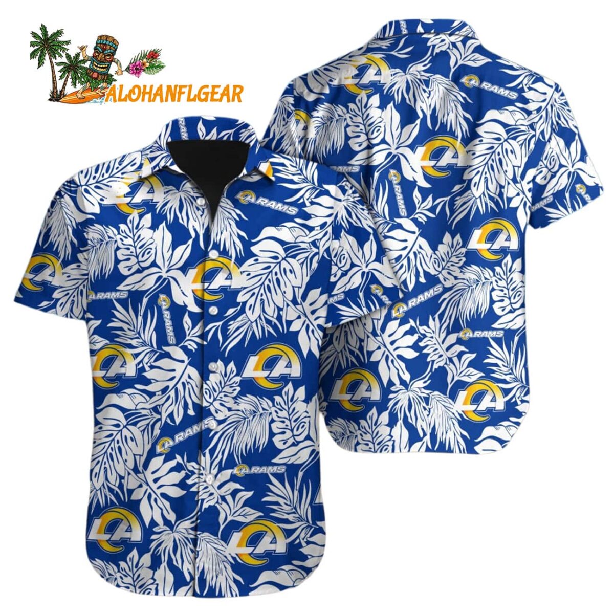 Los Angeles Rams Tropical Leafs Designs Hawaiian Shirt Los Angeles Rams Aloha Shirt 1
