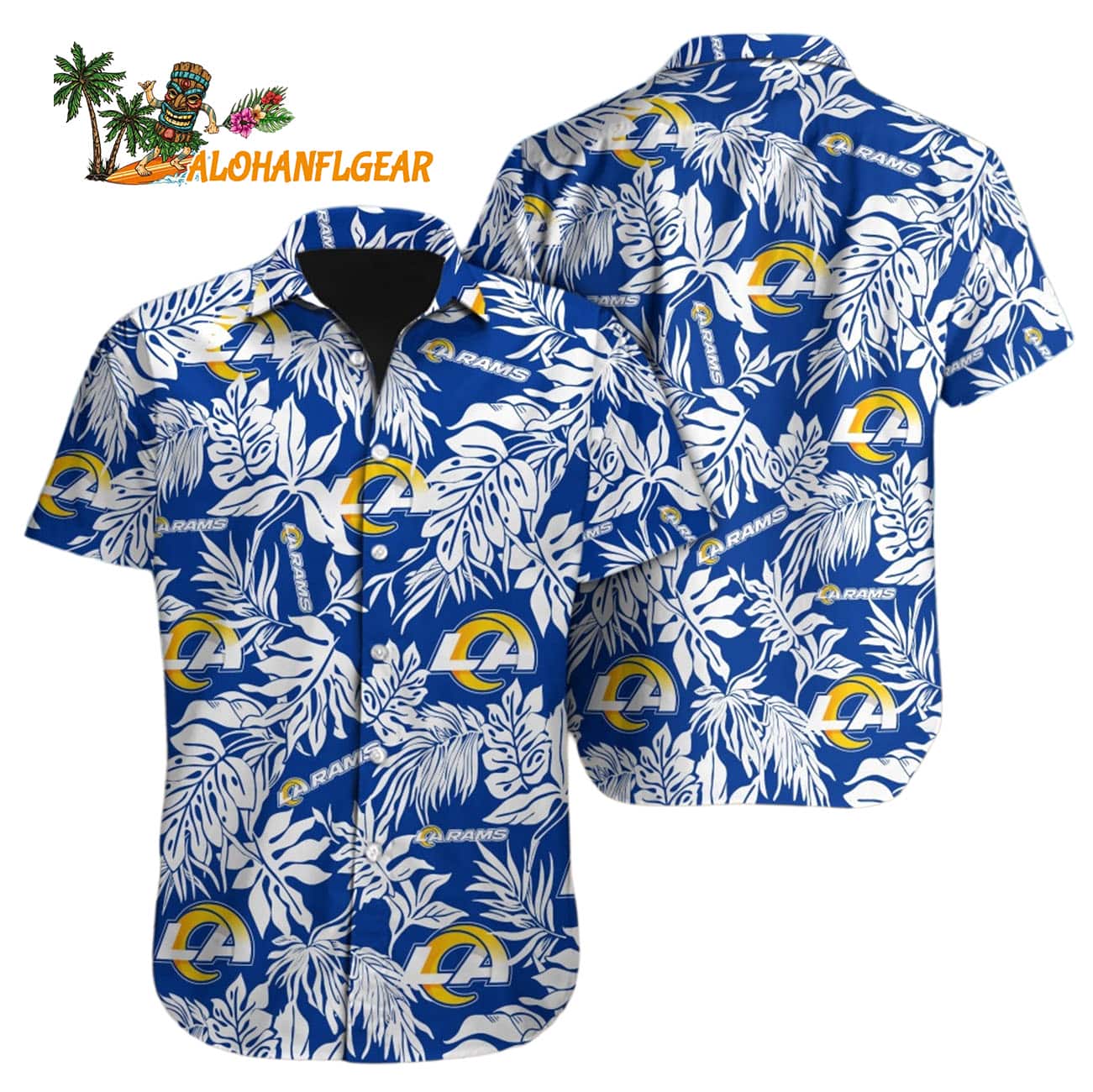 Los Angeles Rams Tropical Leafs Designs Hawaiian Shirt, Los Angeles Rams Aloha Shirt Los Angeles Rams Tropical Leafs Designs Hawaiian Shirt, Los Angeles Rams Aloha Shirt