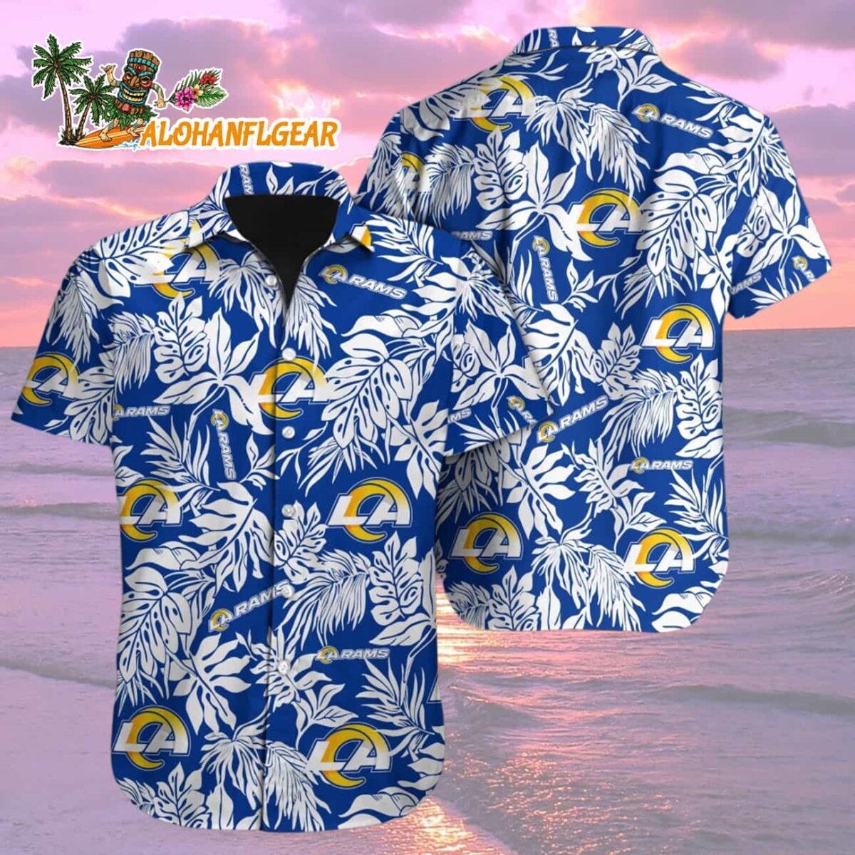 Los Angeles Rams Tropical Leafs Designs Hawaiian Shirt, Los Angeles Rams Aloha Shirt 1 Los Angeles Rams Tropical Leafs Designs Hawaiian Shirt Los Angeles Rams Aloha Shirt 2