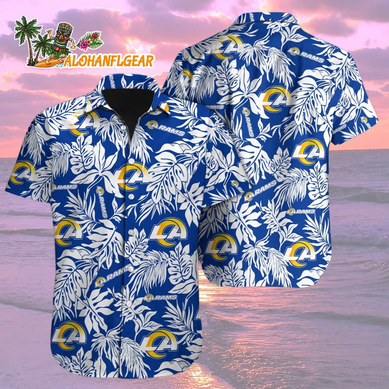 Los Angeles Rams Tropical Leafs Designs Hawaiian Shirt, Los Angeles Rams Aloha Shirt Los Angeles Rams Tropical Leafs Designs Hawaiian Shirt, Los Angeles Rams Aloha Shirt
