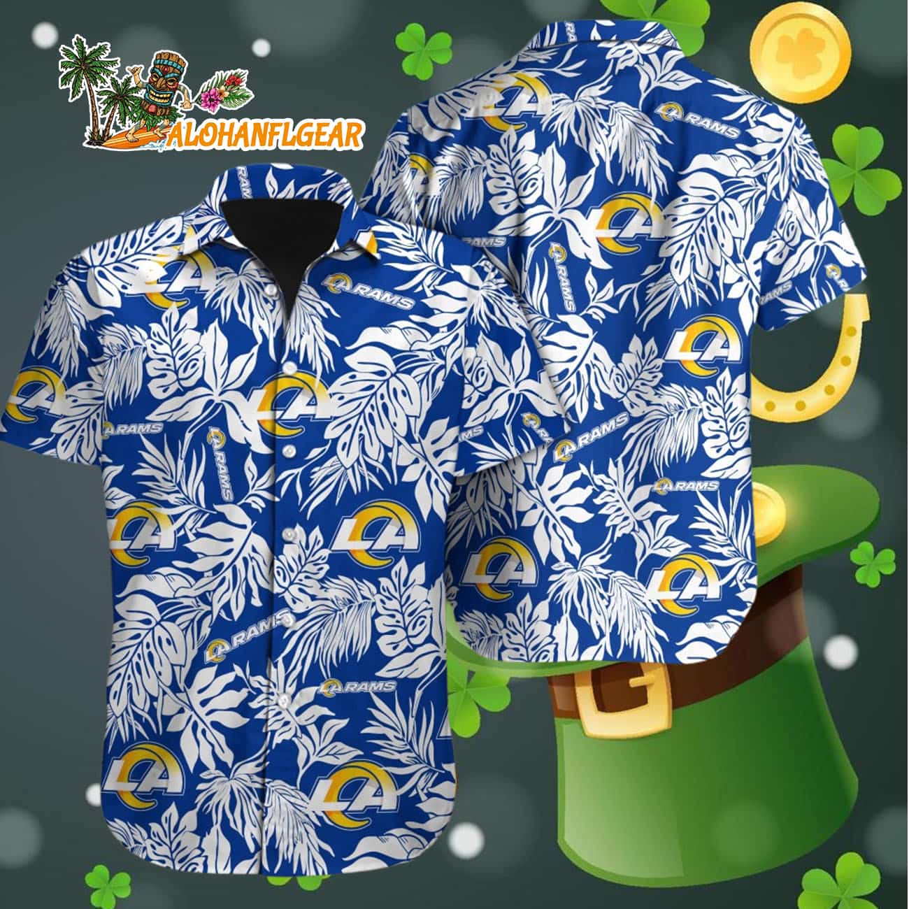 Los Angeles Rams Tropical Leafs Designs Hawaiian Shirt, Los Angeles Rams Aloha Shirt Los Angeles Rams Tropical Leafs Designs Hawaiian Shirt, Los Angeles Rams Aloha Shirt