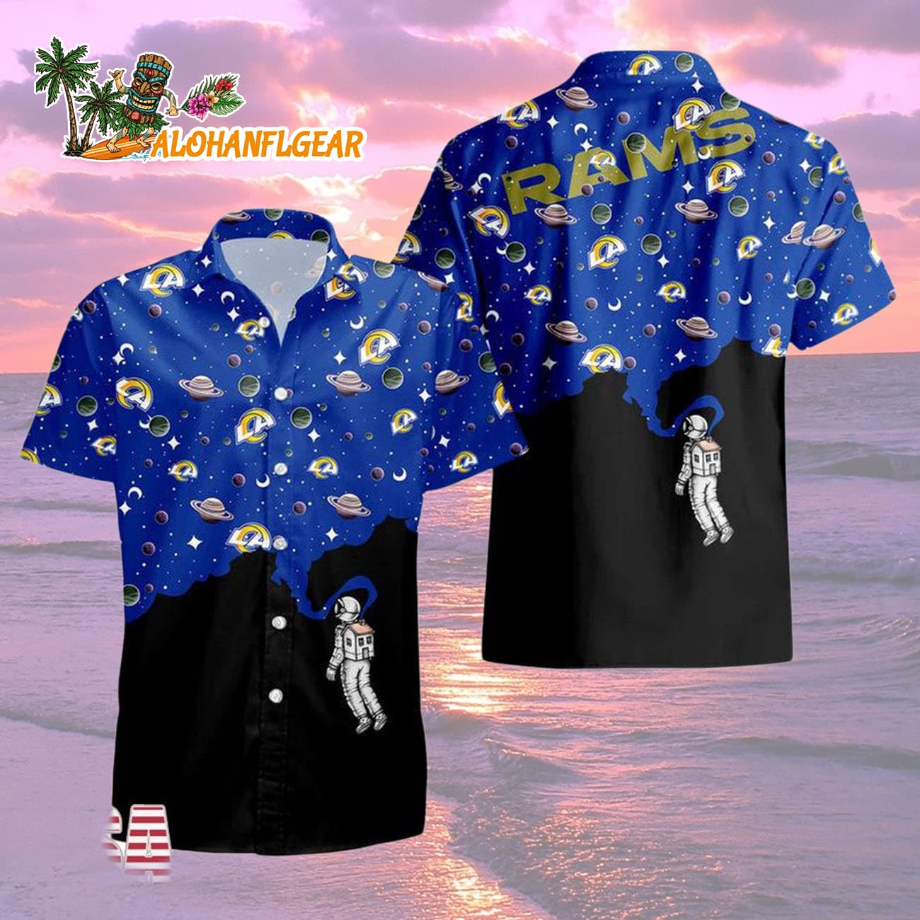 Los Angeles Rams Universal Astronaut Pattern Hawaiian Shirt, Los Angeles Rams Aloha Shirt Los Angeles Rams Universal Astronaut Pattern Hawaiian Shirt, Los Angeles Rams Aloha Shirt