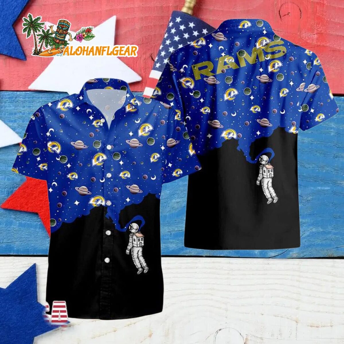 Los Angeles Rams Universal Astronaut Pattern Hawaiian Shirt Los Angeles Rams Aloha Shirt 4