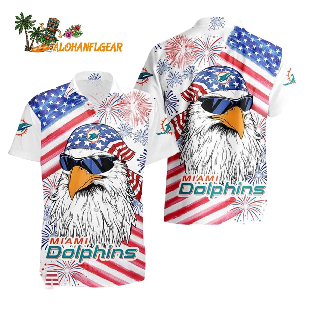 Miami Dolphins American Eagle Emblem Hawaiian Shirt Miami Dolphins Aloha Shirt 1