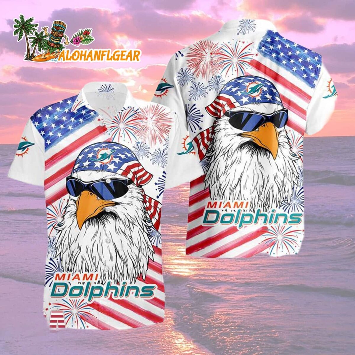Miami Dolphins American Eagle Emblem Hawaiian Shirt 1 Miami Dolphins American Eagle Emblem Hawaiian Shirt Miami Dolphins Aloha Shirt 2