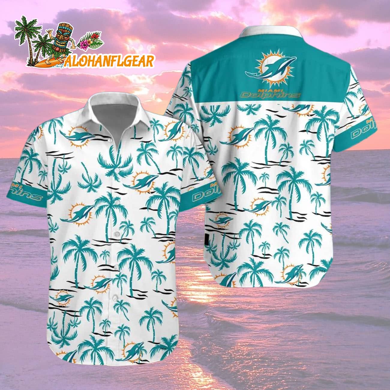 Miami Dolphins Coconut Logo Beach Hawaiian Shirt, NFL Aloha Shirt Miami Dolphins Coconut Logo Beach Hawaiian Shirt, NFL Aloha Shirt