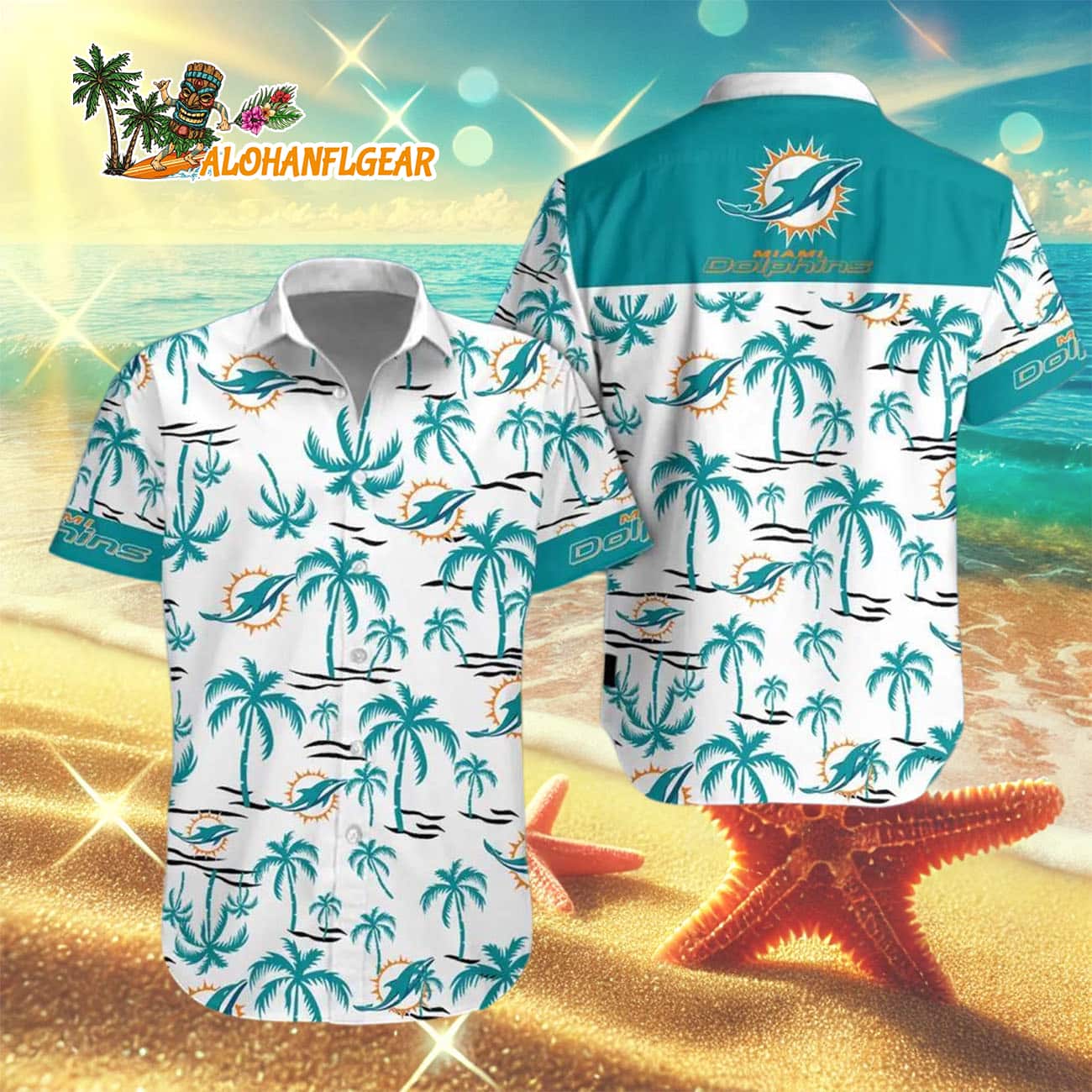 Miami Dolphins Coconut Logo Beach Hawaiian Shirt, NFL Aloha Shirt Miami Dolphins Coconut Logo Beach Hawaiian Shirt, NFL Aloha Shirt