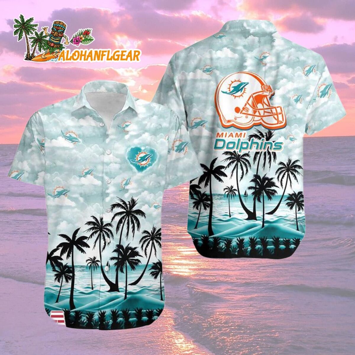 Miami Dolphins Coconut Palms Limited Edition Hawaiian Shirt, Miami Dolphins Aloha Shirt 1 Miami Dolphins Coconut Palms Limited Edition Hawaiian Shirt Miami Dolphins Aloha Shirt 2