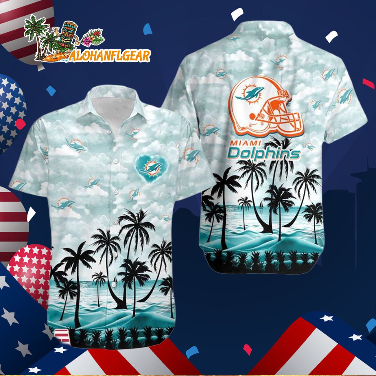 Miami Dolphins Coconut Palms Limited Edition Hawaiian Shirt, Miami Dolphins Aloha Shirt Miami Dolphins Coconut Palms Limited Edition Hawaiian Shirt, Miami Dolphins Aloha Shirt