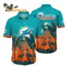 Miami Dolphins Flamingo And Flower Funny Hawaiian Shirt Miami Dolphins Aloha Shirt 1