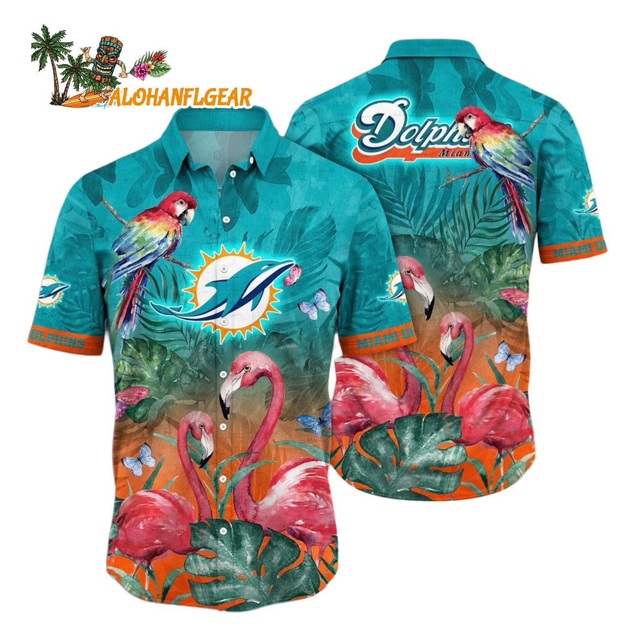Miami Dolphins Flamingo And Flower Hawaiian Shirt, Miami Dolphins Aloha Shirt Miami Dolphins Flamingo And Flower Hawaiian Shirt, Miami Dolphins Aloha Shirt