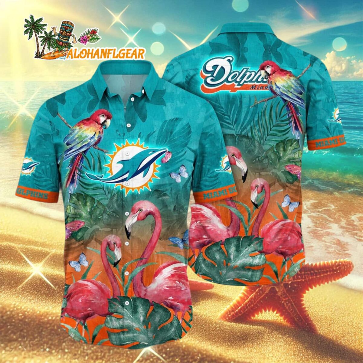 Miami Dolphins Flamingo And Flower Hawaiian Shirt Miami Dolphins Aloha Shirt 3