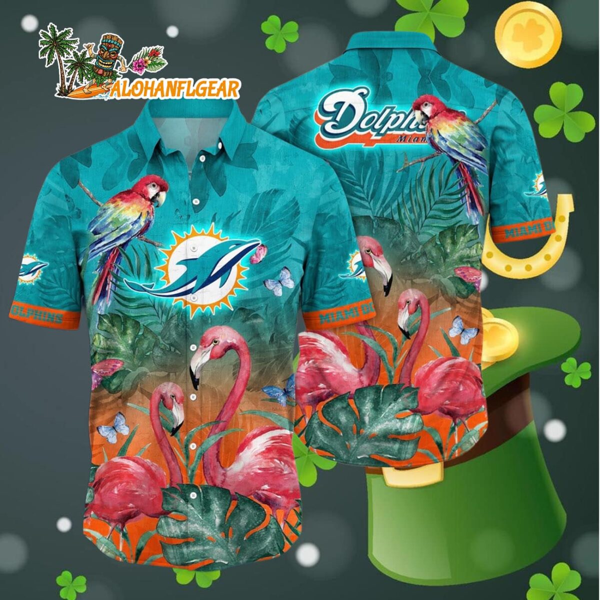 Miami Dolphins Flamingo And Flower Hawaiian Shirt Miami Dolphins Aloha Shirt 4