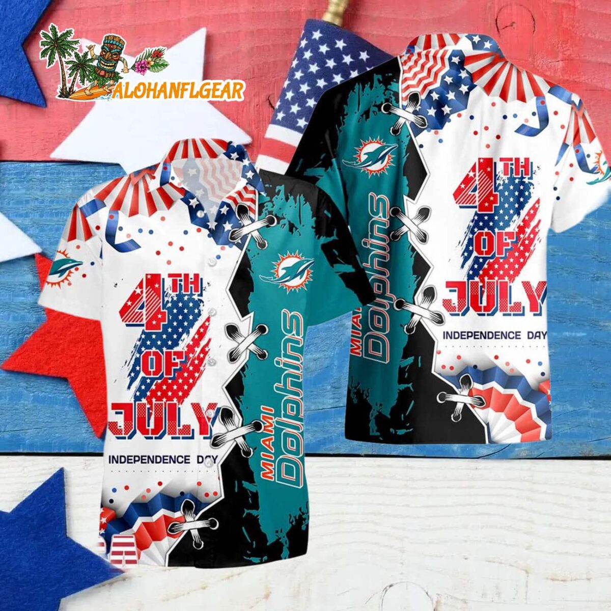 Miami Dolphins Happy Independence Day Resurgence Hawaiian Shirt NFL Aloha Shirt 4