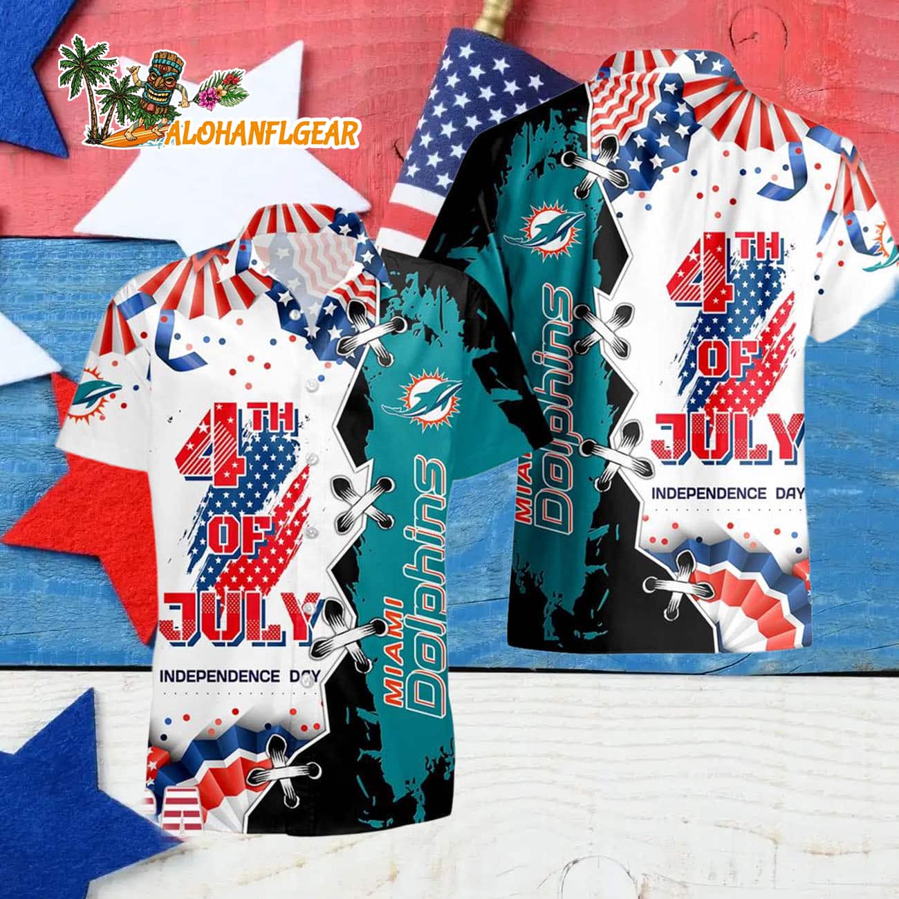 Miami Dolphins Happy Independence Day Resurgence Hawaiian Shirt, NFL Aloha Shirt Miami Dolphins Happy Independence Day Resurgence Hawaiian Shirt, NFL Aloha Shirt