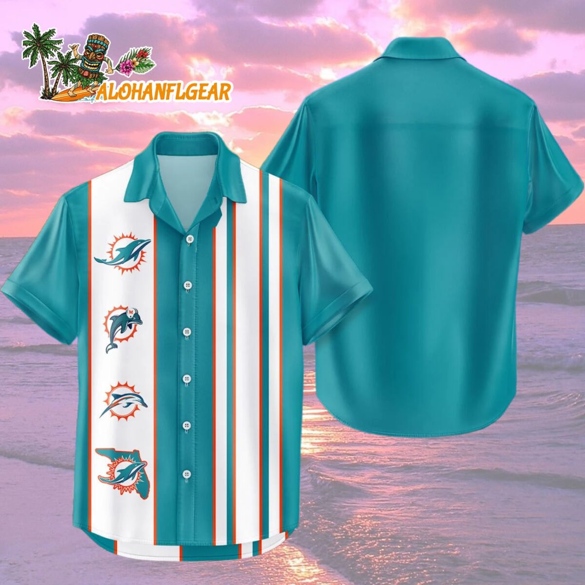 Miami Dolphins Hawaiian Shirt Classic Color Contrast 2