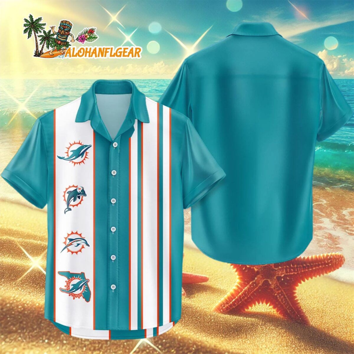 Miami Dolphins Hawaiian Shirt Classic Color Contrast 3