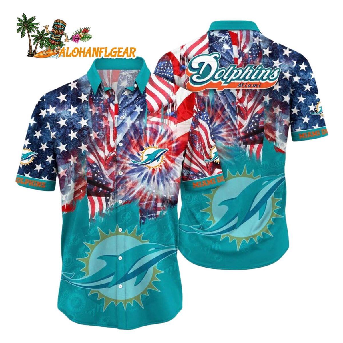 Miami Dolphins Independence Day Hawaiian Shirt NFL Aloha Shirt 1