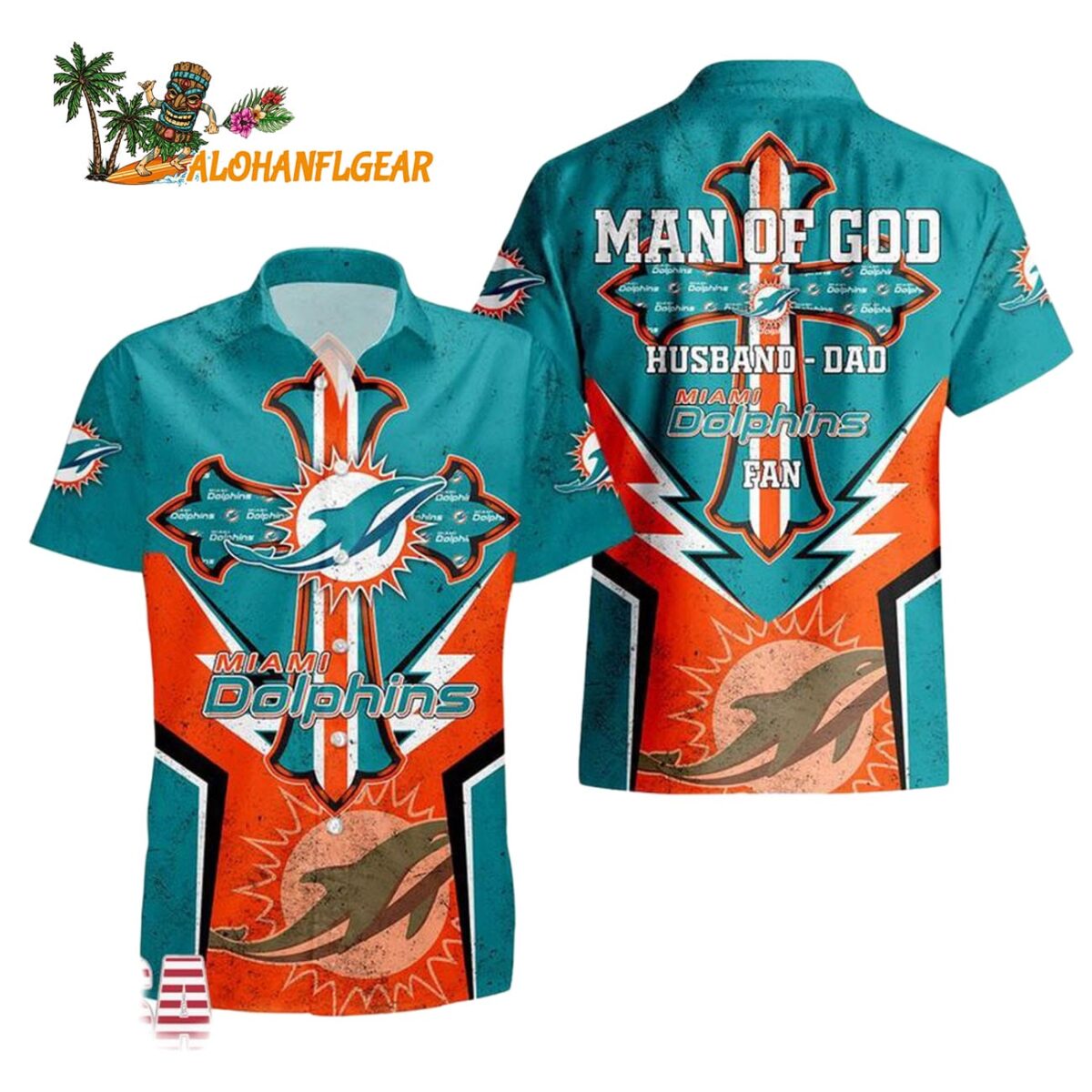 Miami Dolphins Man Of God Gift For Fathers Day Hawaiian Shirt Miami Dolphins Aloha Shirt 1