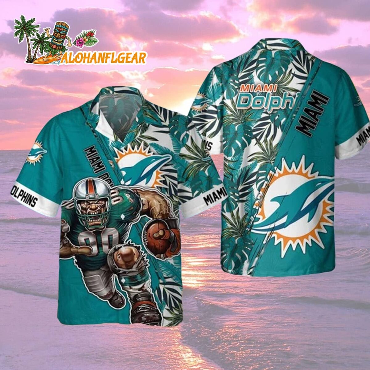 Miami Dolphins Mascot Summer Hawaiian Shirt, Miami Dolphins Aloha Shirt 1 Miami Dolphins Mascot Summer Hawaiian Shirt Miami Dolphins Aloha Shirt 2