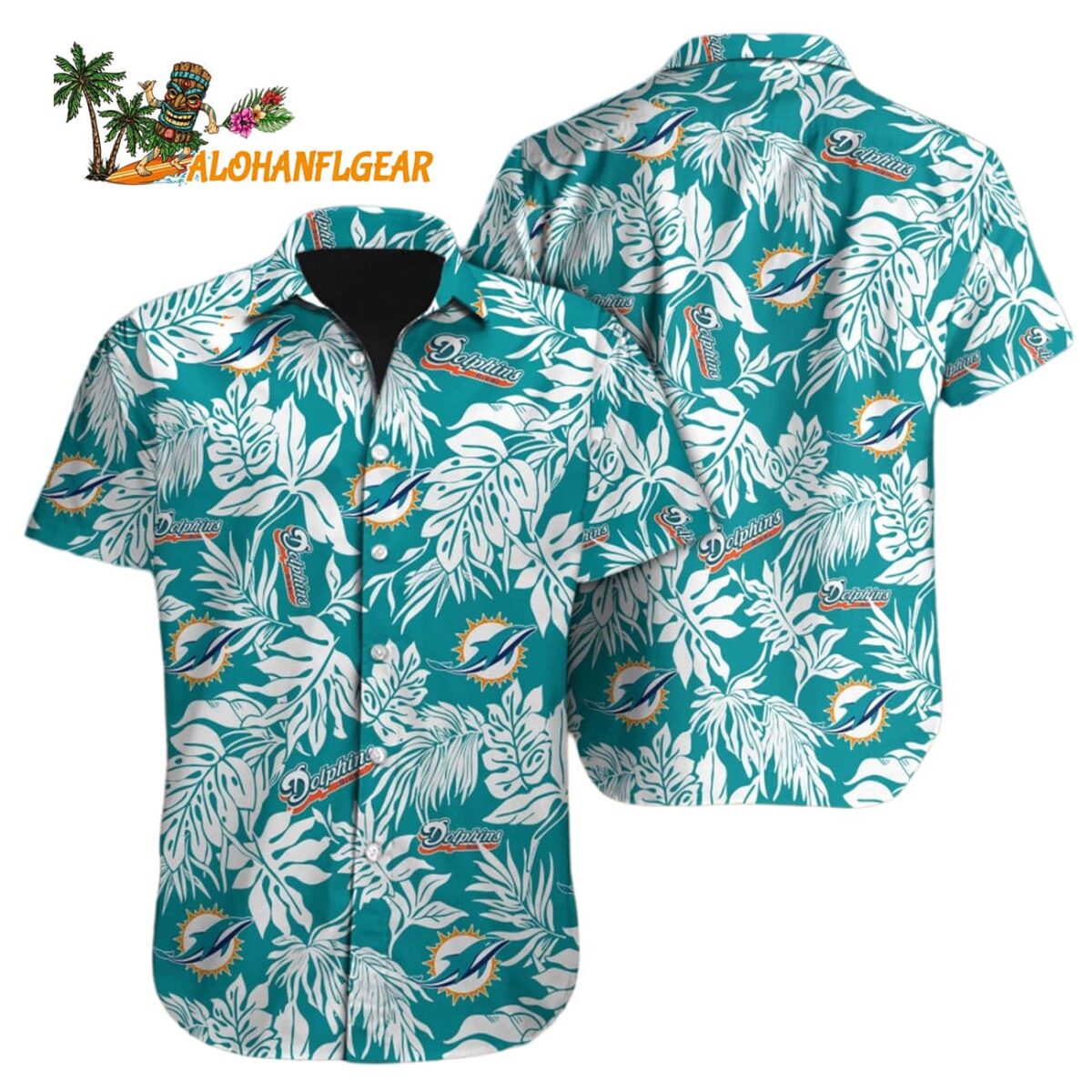 Miami Dolphins Tropical Leafs Designs Hawaiian Shirt Miami Dolphins Aloha Shirt 1