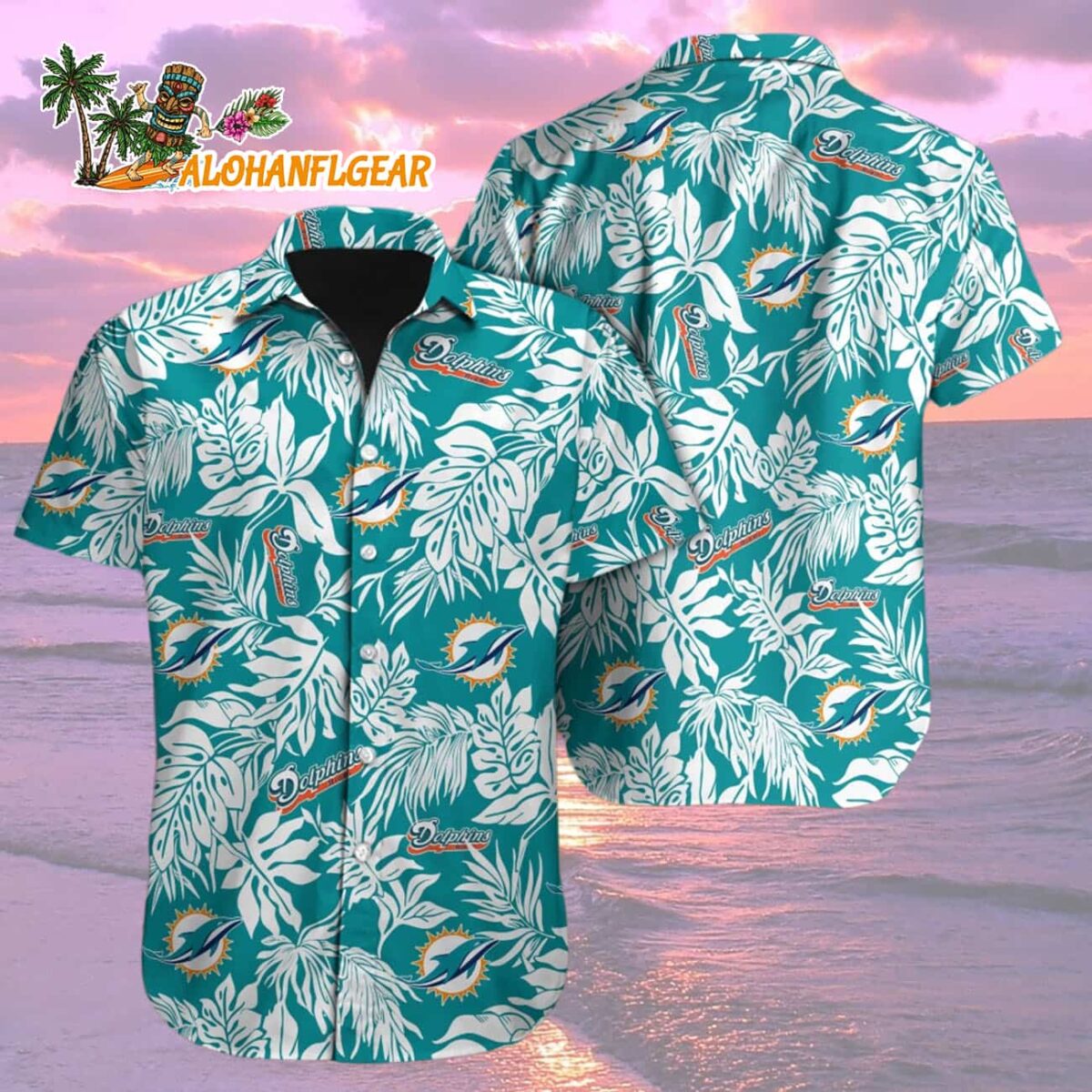 Miami Dolphins Tropical Leafs Designs Hawaiian Shirt Miami Dolphins Aloha Shirt 2