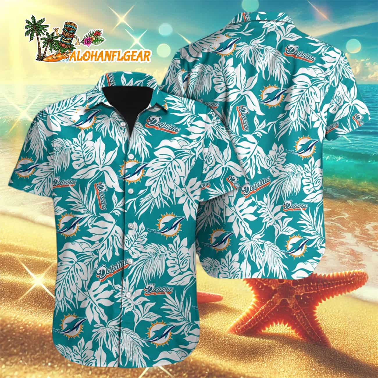 Miami Dolphins Tropical Leafs Designs Hawaiian Shirt, Miami Dolphins Aloha Shirt Miami Dolphins Tropical Leafs Designs Hawaiian Shirt, Miami Dolphins Aloha Shirt